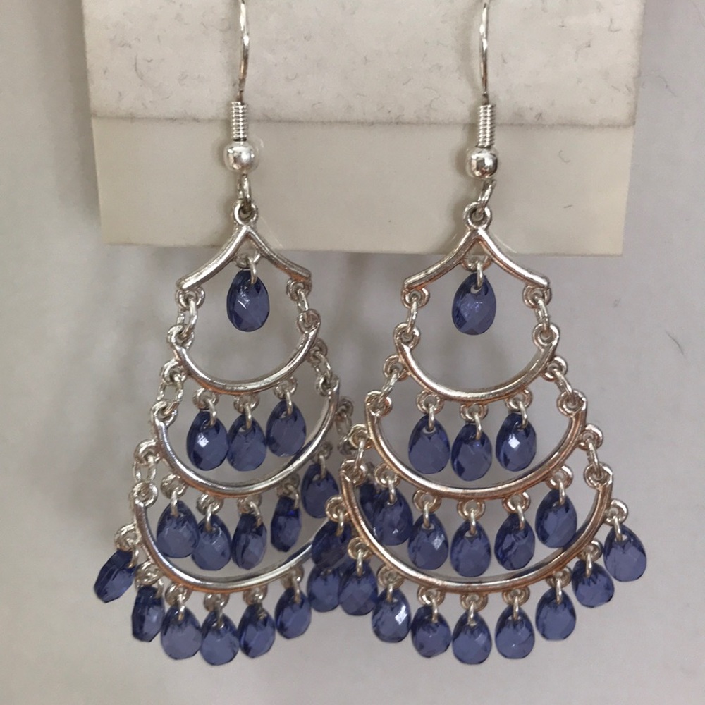 Silver earrings with blue stones